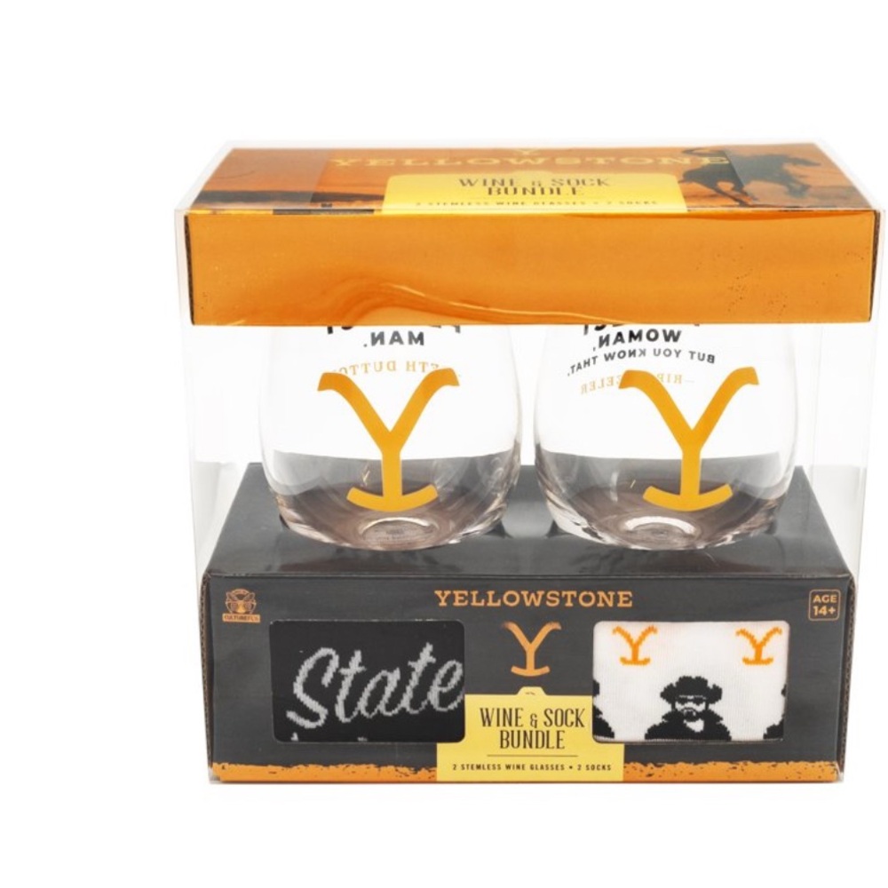 Yellowstone Wine & Sock Bundle - Black and White